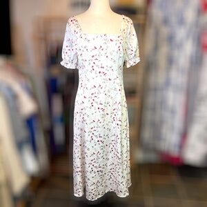 OUR HERITAGE ~ Floral Print Romantic Midi Dress ~ Size Medium